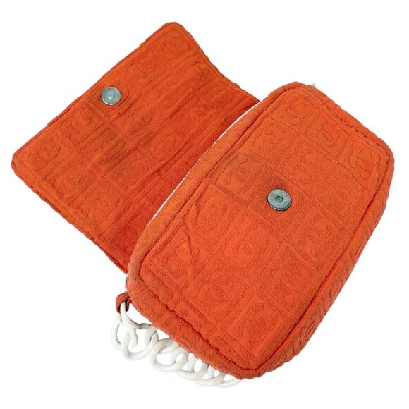 CHANEL Vintage 02S CC Logo Chain Shoulder Bag Handbag Terry Cloth [106384] - Picture 10 of 14